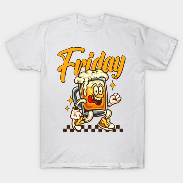 Friday Retro Vintage Beer Lover T-Shirt by TeesbyJohn